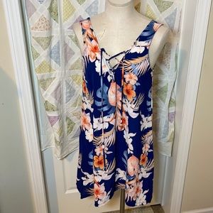 j. Valdi Floral lace up neck dress